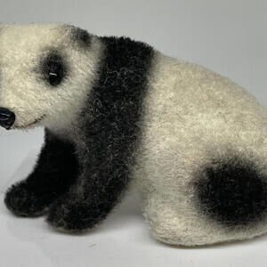 Flocked Panda Bear Figure Wagner Kunstlerschutz Handwork‎ Germany Vintage